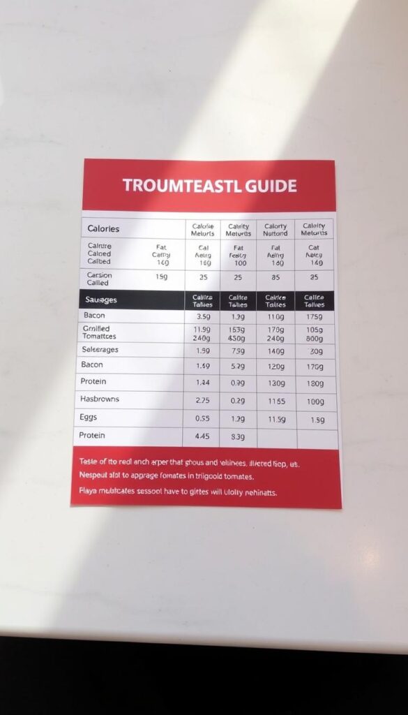 Wetherspoons breakfast nutritional guide