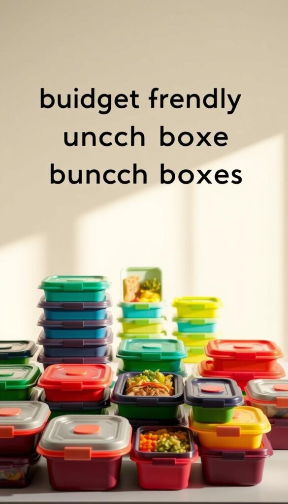 A carefully curated selection of budget-friendly ASDA lunch boxes in a bright, airy setting. The foreground features a neatly arranged display of various sized, colorful plastic containers with secure lids, showcasing ASDA's diverse and affordable options. The middle ground depicts the boxes in use, packed with nutritious, visually appealing meals. The background is clean and minimalist, allowing the products to take center stage. Soft, directional lighting creates a warm, inviting atmosphere, highlighting the practicality and value of these high-quality, cost-effective lunch solutions.