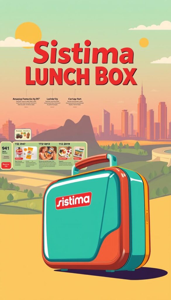 A vibrant, retro-inspired illustration showcasing the rich history of the acclaimed Sistema Lunch Box brand. In the foreground, a colorful, retro-styled Sistema Lunch Box stands prominently, its sleek design and iconic branding on full display. The mid-ground features a timeline of the brand's evolution, with vintage product shots and company milestones, all set against a warm, nostalgic color palette. In the background, a stylized cityscape evokes the brand's global reach and influence, with skyscrapers and landscapes that nod to its international success. The overall scene exudes a sense of quality, innovation, and timeless appeal, perfectly capturing the essence of the Sistema Lunch Box brand.