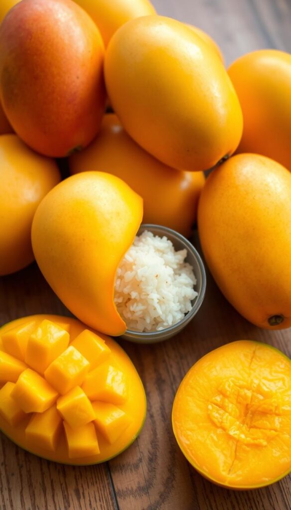 Fresh ripe mangoes for mango sticky rice recipe